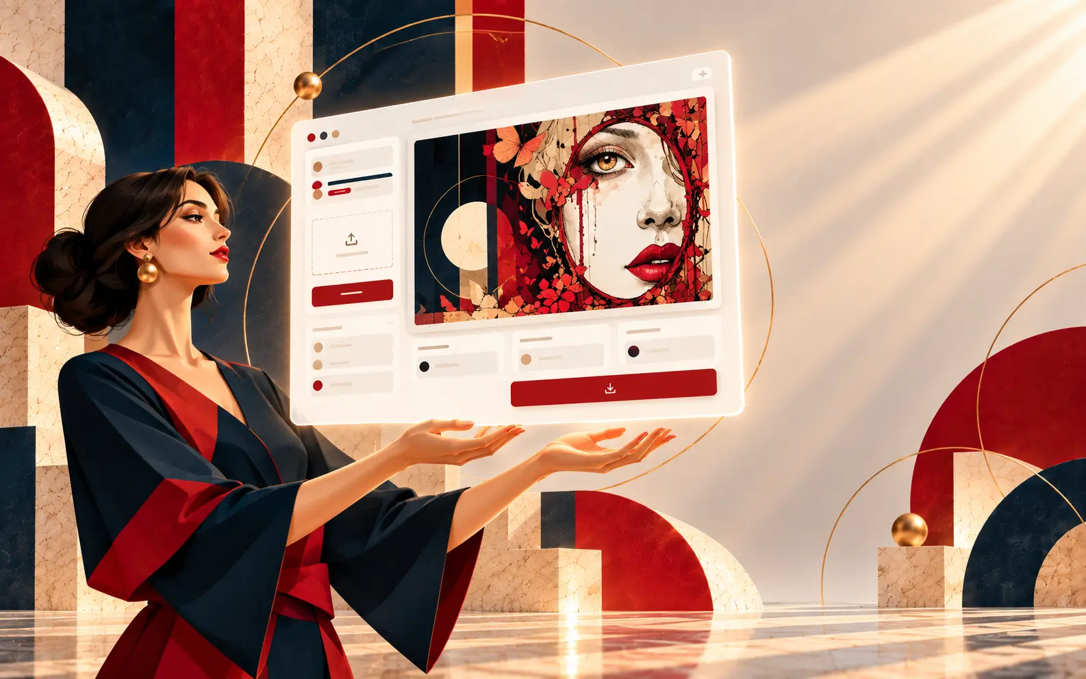 Projektantka pokazująca interfejs aplikacji internetowej